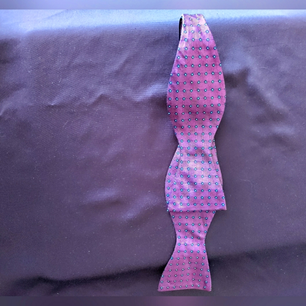 Lauren Ralph Lauren Purple Polka Dot Bow Tie, Handmade 100© Silk